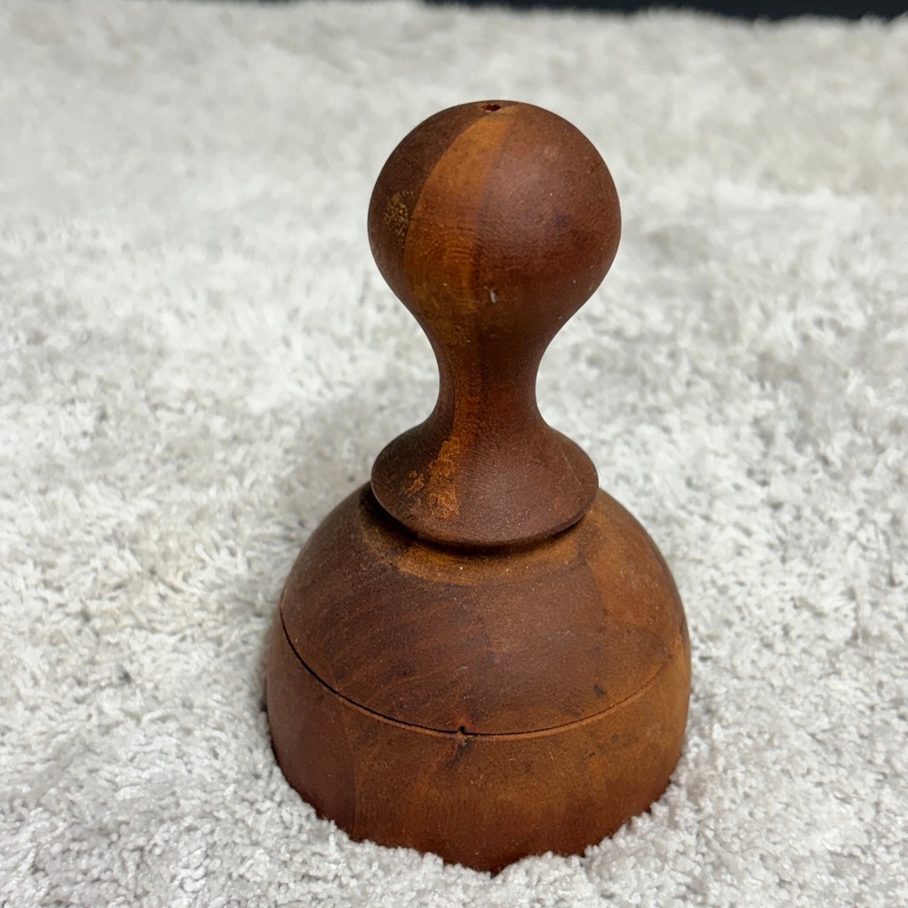 Vintage Hand Turned Wood Decorative Biscuit cutter Brown Rustic Accent Farmhouse